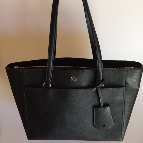 Tory Burch Medium 'Robinson' Tote Black Saffiano - Picture 2 of 8